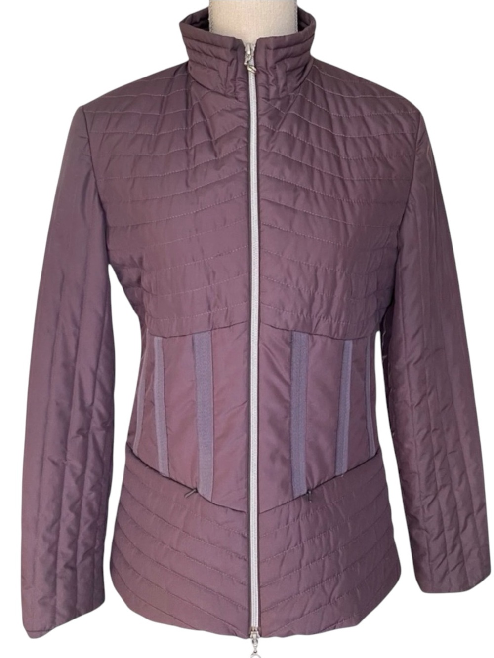 Jeanne Pierre Burgundy Quilted Lightweight Puffer Jacket (S)